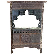 Antique Jharokha Vintage Natural Wood Shabby Chic Hand Carved Floor Mirror Frame